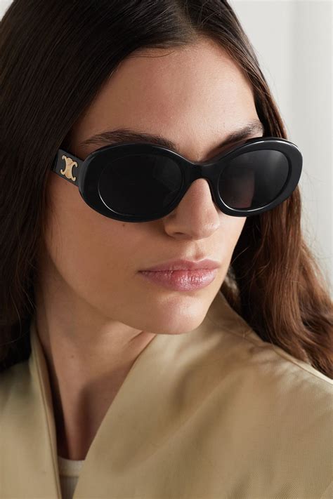 celine black edge sunglasses|Celine oval sunglasses.